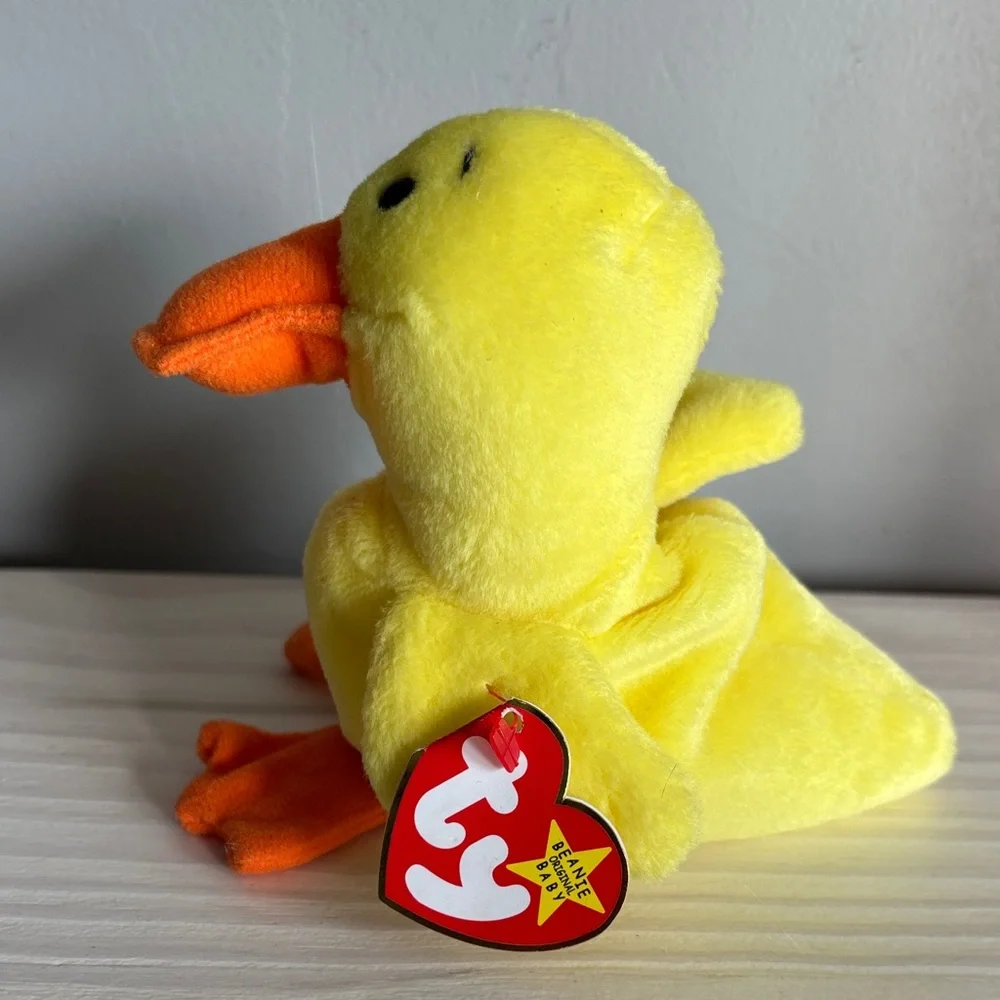 NWT VTG Color Me Beanie White Bunny and Quackers Yellow Duck TY‎ Plush Toys